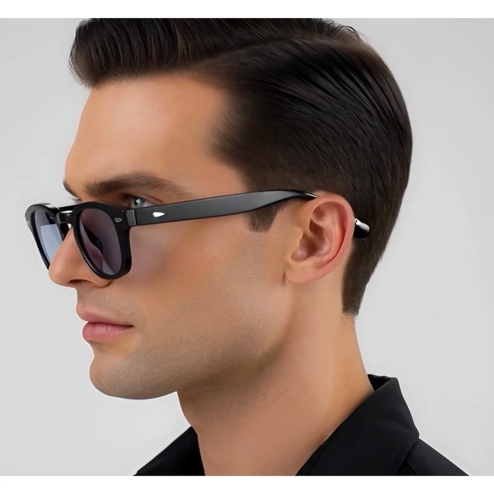 Blue‎ Lens Sunglasses Round Frame Retro Style Men's Fashion Lentes Gafas Humbres